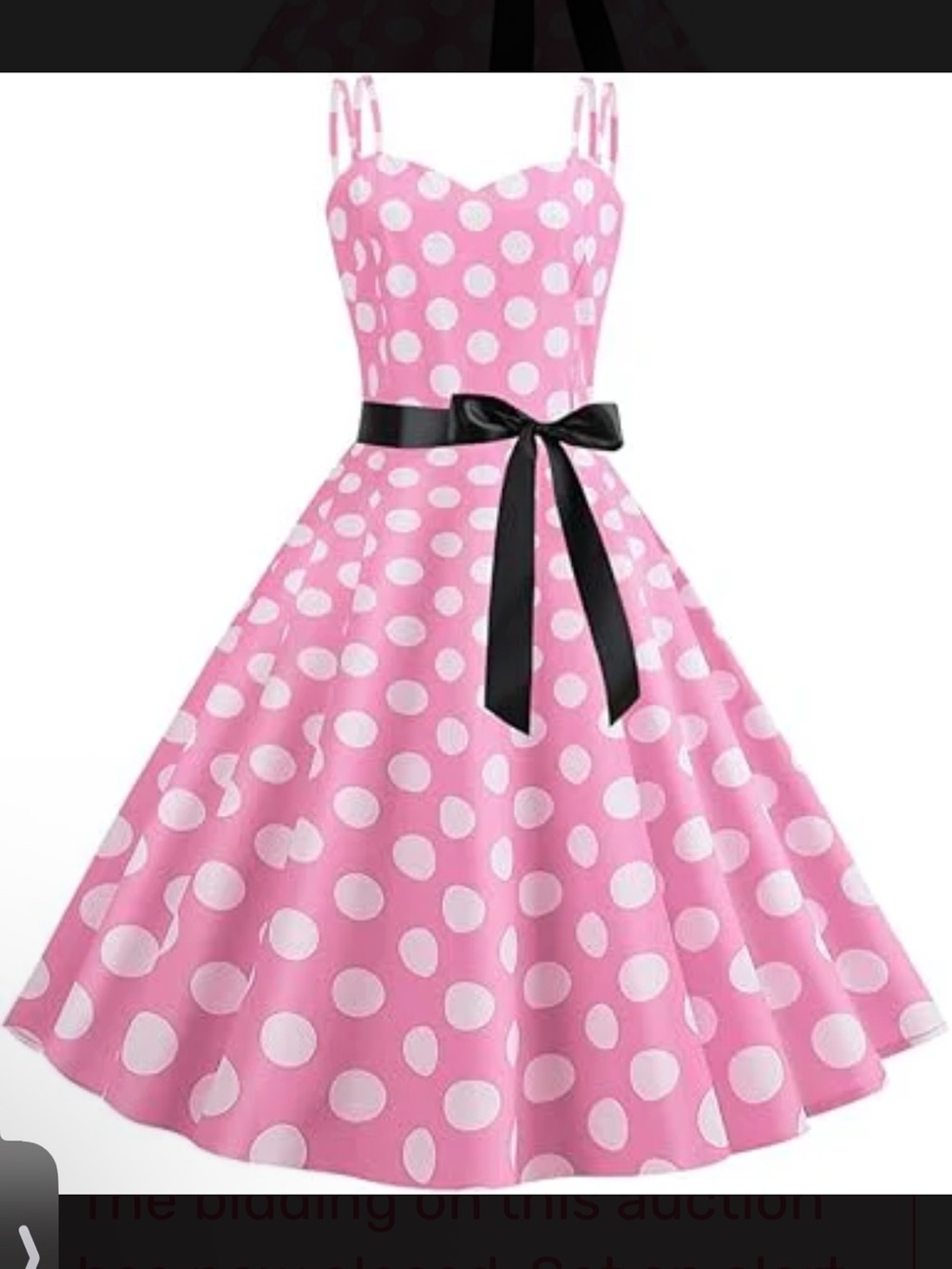 Iwemek “Minnie” Polka Dot A-Line Dress with Black Waist Tie- XL